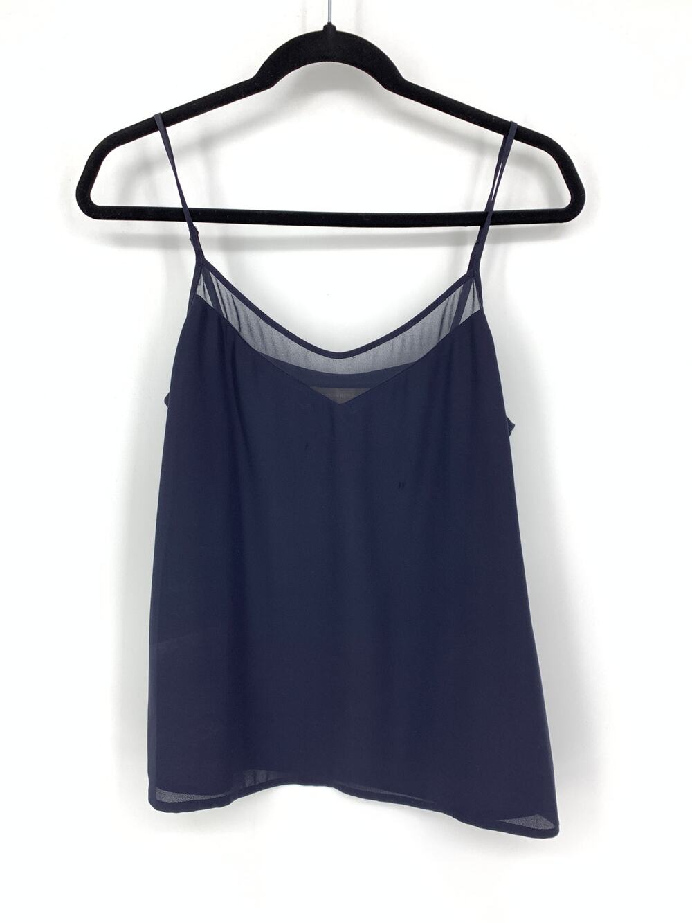 Banana Republic Top Women's Size 6 Navy Mesh Trimmed Cami Top *FLAW
